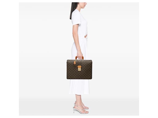 Louis Vuitton Brown Monogram Serviette Fermoir Marrom - vista 8