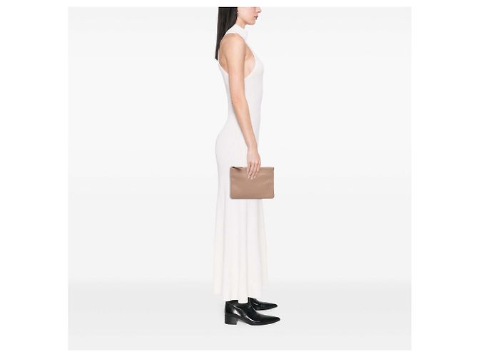 Clutch Burberry in pelle martellata marrone Carne - vista 6