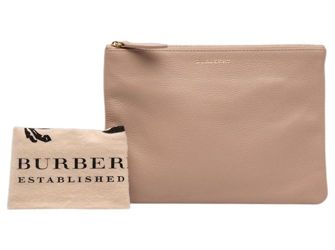 Clutch Burberry in pelle martellata marrone Carne - vista 7