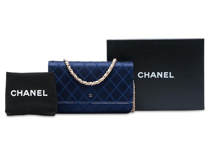 Portafoglio Chanel Blue CC Satin Diamond Stitch Wallet On Chain Blu navy - vista 7