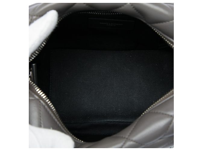Saint Laurent LouLou Bowling Bag Small aus gestepptem Kalbsleder Grau - Ansicht 4