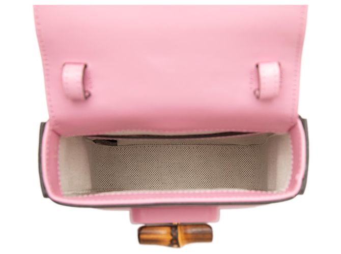 Bamboo Bolsa Gucci Mini em couro de bezerro rosa com alça de bambu - vista 4