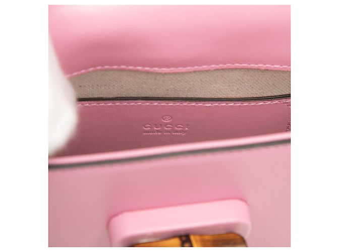 Bamboo Bolsa Gucci Mini em couro de bezerro rosa com alça de bambu - vista 5