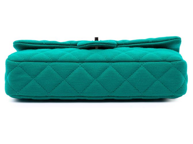 Clutch Roll Chanel in jersey trapuntato verde CC - vista 3