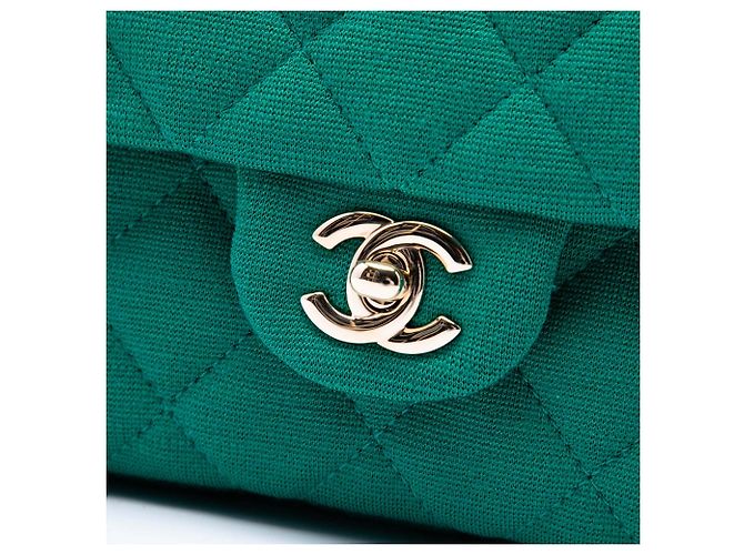 Clutch Roll Chanel in jersey trapuntato verde CC - vista 5
