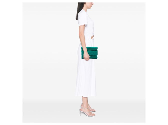 Clutch Roll Chanel in jersey trapuntato verde CC - vista 6