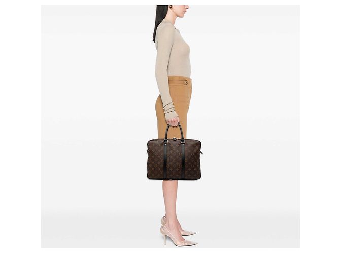 Louis Vuitton Brown Monogram Macassar Porte Documents Jour Marrone - vista 6