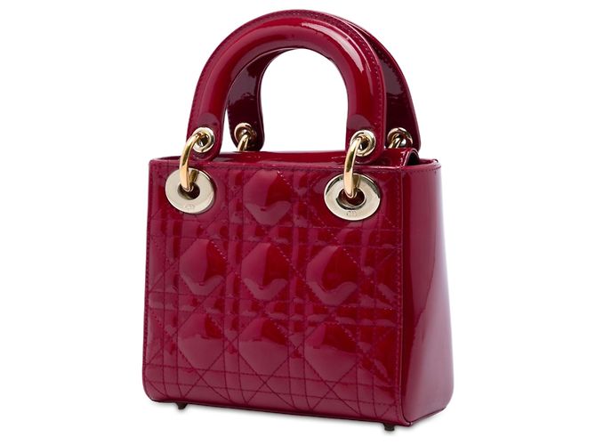 Dior Red Mini Patent Cannage Lady Dior Rosso Bordò - vista 2