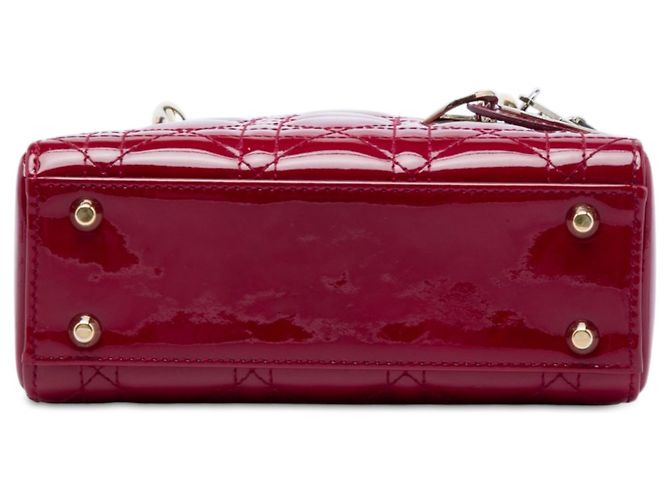 Dior Red Mini Patent Cannage Lady Dior Rosso Bordò - vista 3