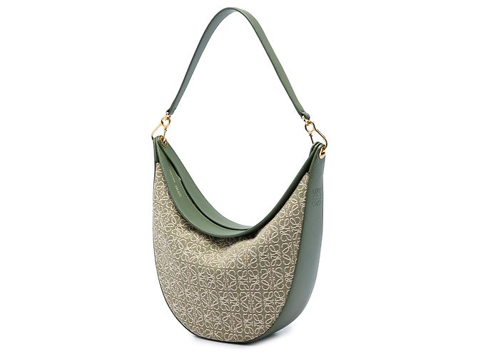 LOEWE Luna Hobo in tela Anagram verde - vista 2