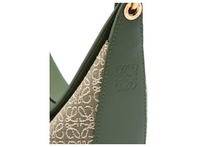 LOEWE Luna Hobo in tela Anagram verde - vista 5