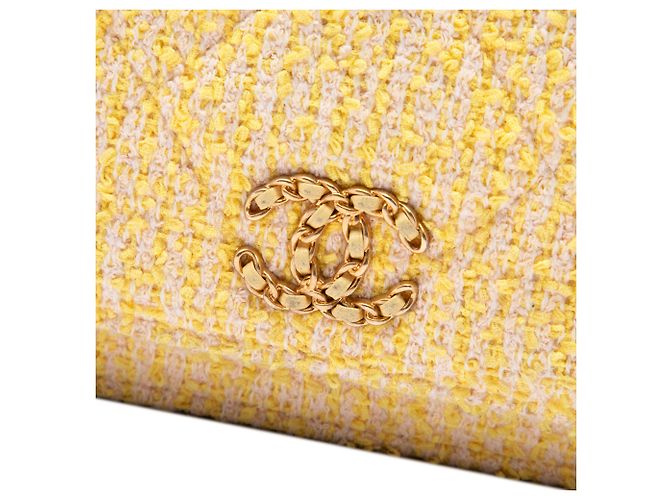 Chanel Yellow Tweed 19 Wallet On Chain Giallo - vista 5