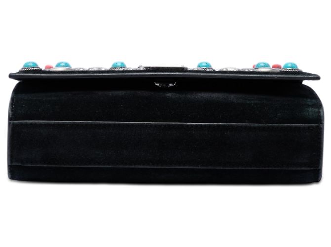 Saint Laurent Black Small Suede Monogram Stone Studded Kate Crossbody Nero - vista 3