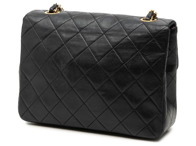 Chanel Black Small Square Quilted Lambskin Flap Nero - vista 2