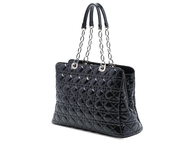 Borsa Shopping Lady Dior Soft Zipped Large in Vernice Cannage Nero Dior - vista 2