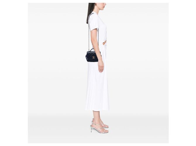 Chanel Blue Mini Quilted Caviar Business Affinity Top Handle Flap Blu navy - vista 6