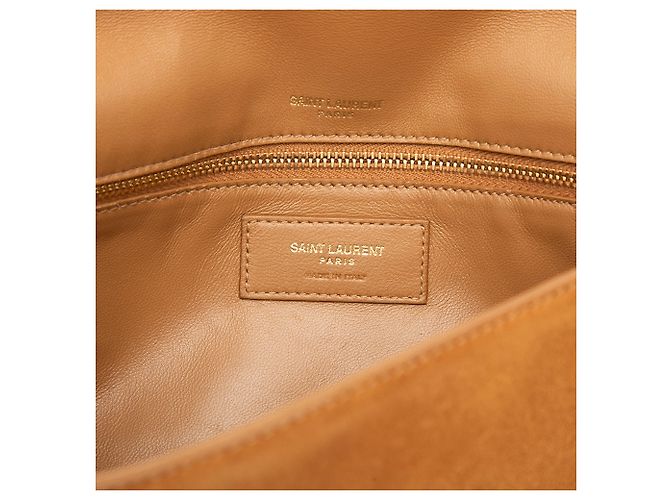 Borsa Saint Laurent Kate 99 in camoscio marrone con monogramma e nappina - vista 5