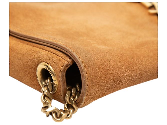 Borsa Saint Laurent Kate 99 in camoscio marrone con monogramma e nappina - vista 6
