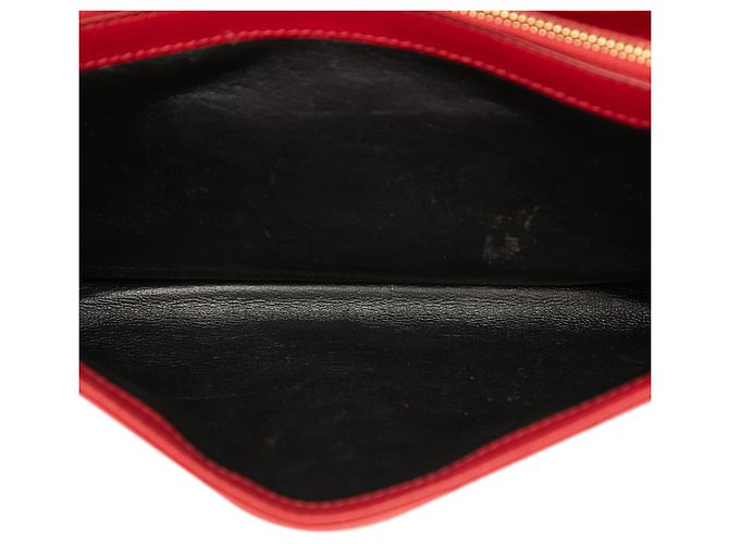 Saint Laurent Red Grain De Poudre Chevron Monogram Envelope Wallet on Chain Rot - Ansicht 4