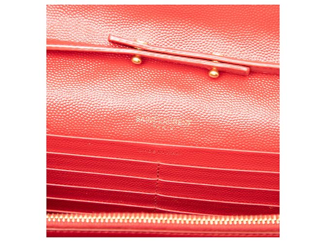 Saint Laurent Red Grain De Poudre Chevron Monogram Envelope Wallet on Chain Rot - Ansicht 5