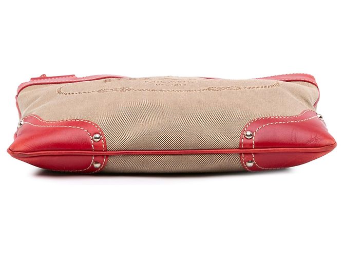 Prada Borsa a Tracolla in Tela Canapa Beige con Logo - vista 3