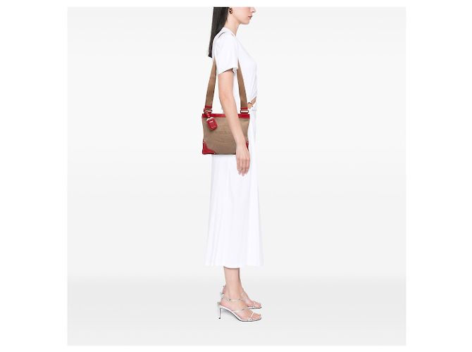 Prada Borsa a Tracolla in Tela Canapa Beige con Logo - vista 6