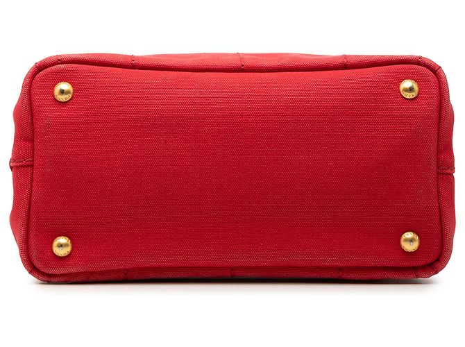 Prada Red Small Canvas Canapa Logo Tote Rot - Ansicht 3