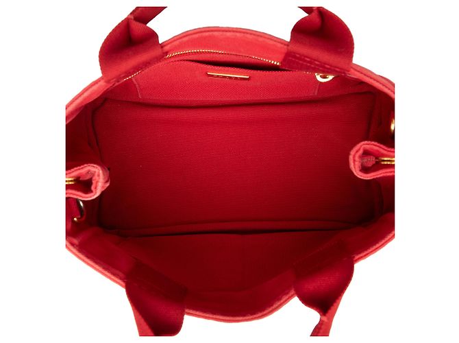 Prada Red Small Canvas Canapa Logo Tote Rot - Ansicht 4