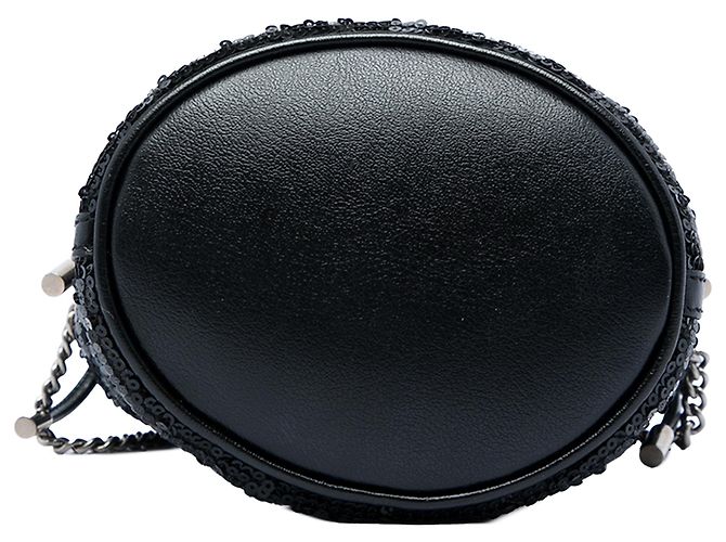 Borsa secchiello Gucci Small GG Marmont in pelle di vitello matelassé diagonale con paillettes nera - vista 3