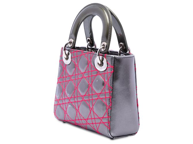 Dior Gray Anselm Reyle Mini Metallic Lambskin Cannage Lady Dior Marrone Grigio antracite - vista 2