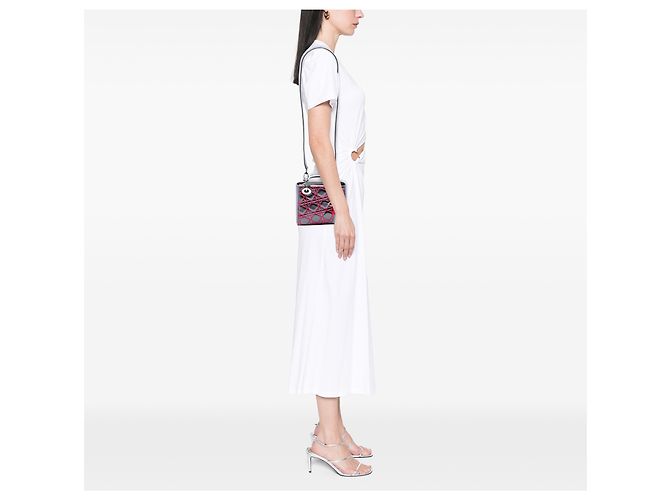 Dior Gray Anselm Reyle Mini Metallic Lambskin Cannage Lady Dior Marrone Grigio antracite - vista 7