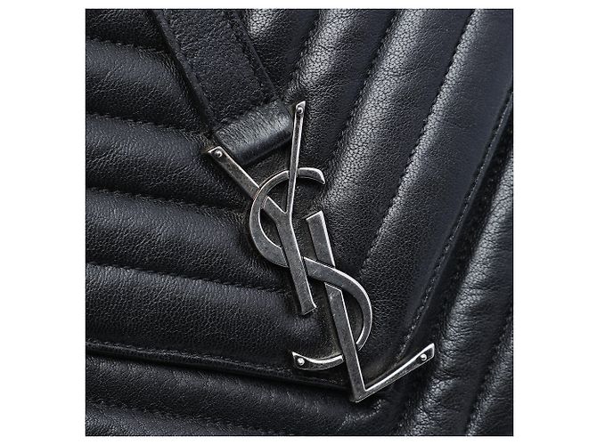 Saint Laurent College Satchel aus Lammleder mit Chevron-Steppung in Schwarz, Medium - Ansicht 5
