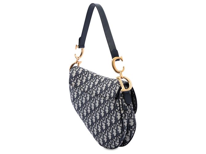 Borsa Saddle Dior in tela Oblique blu - vista 2