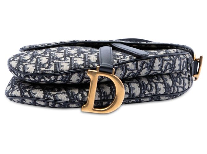 Borsa Saddle Dior in tela Oblique blu - vista 3