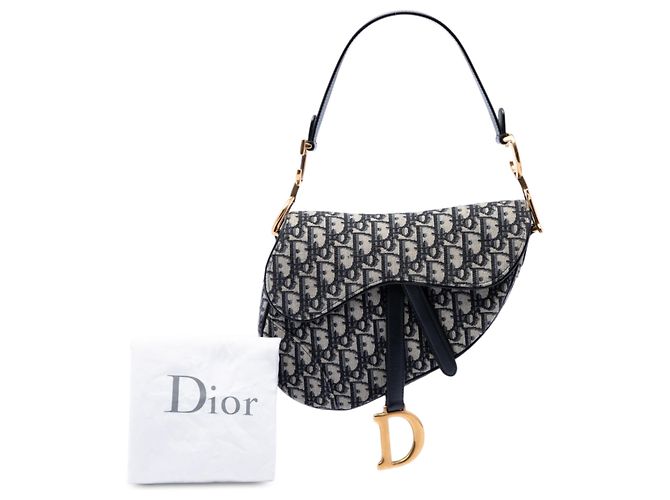 Borsa Saddle Dior in tela Oblique blu - vista 7