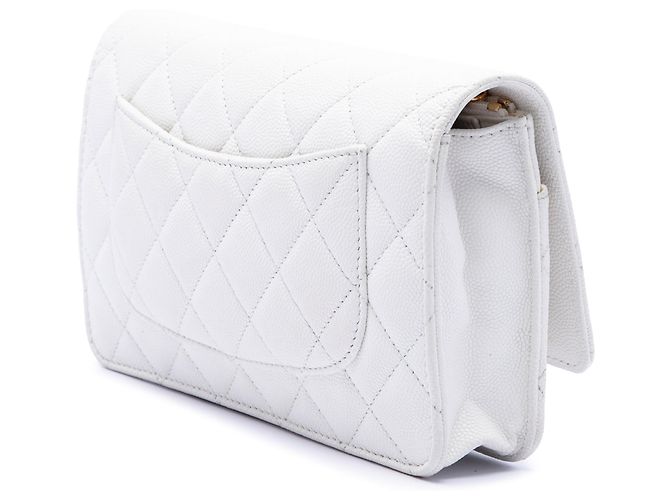 Chanel White CC Quilted Caviar Coco Casino Wallet on Chain Bianco - vista 2