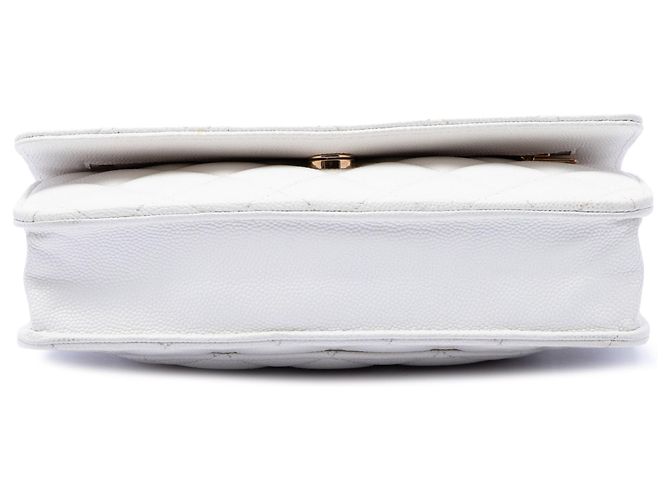 Chanel White CC Quilted Caviar Coco Casino Wallet on Chain Bianco - vista 3