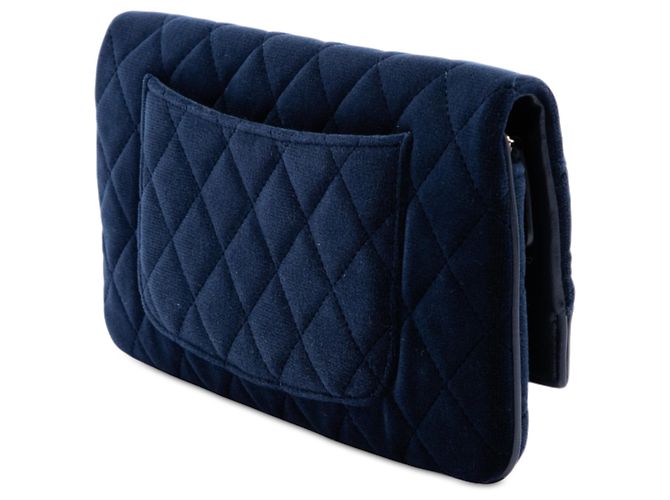 Chanel Blue Small Quilted Velvet 31 Clutch Blu navy - vista 2