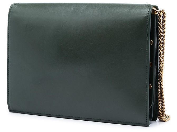 Borsa Saint Laurent Cassandra con chiusura monogramma in pelle di vitello liscia verde Verde scuro - vista 2