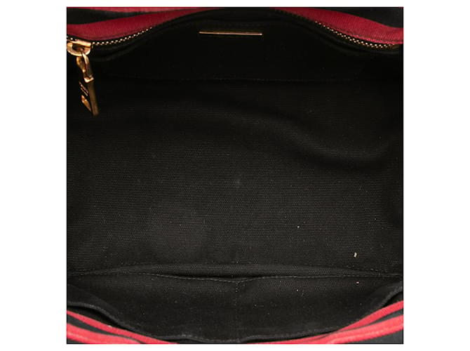 Prada Borsa Tote Small Canvas Canapa Logo Stripes Nera Nero - vista 4