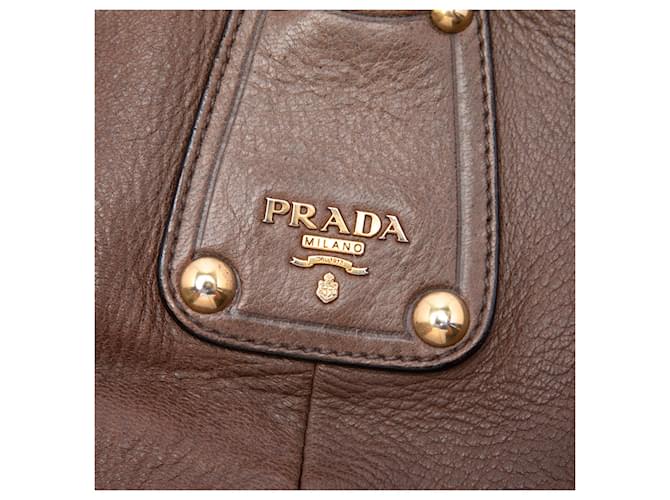 Prada Medium Cervo Shine Tote Braun - Ansicht 5
