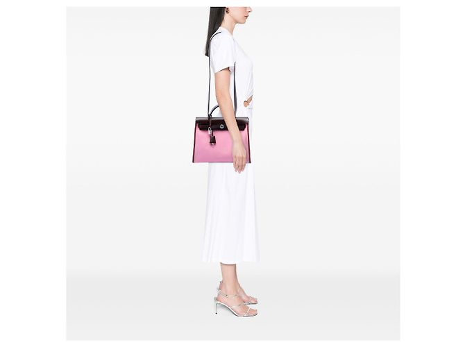 Hermès Pink Toile Verso Herbag Zip 31 Rosa - vista 6