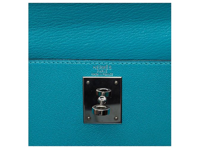 Hermès Blue Chevre Mysore Kelly II Retourne 28 Turchese - vista 5