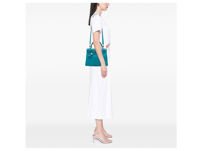 Hermès Blue Chevre Mysore Kelly II Retourne 28 Turchese - vista 6