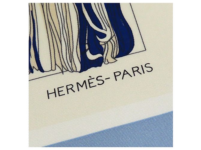 Foulard di seta Hermès Blue Passementerie Quadri 90 - vista 4