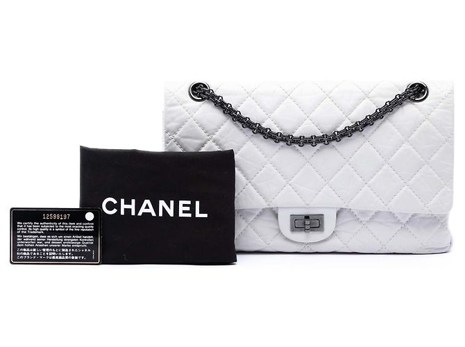 Chanel White Quilted Aged Calfskin Reissue 2.55 Double Flap 226 Bianco - vista 7