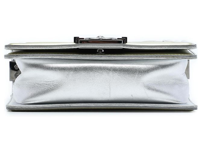 Chanel Gold Small Bicolor Quilted Metallic Patent Boy Flap D'oro - vista 3