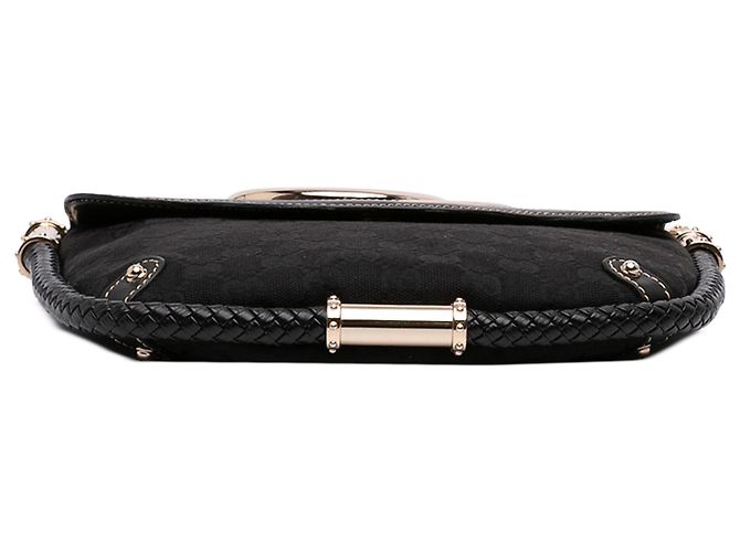 Borsa a tracolla con patta Gucci Black Small GG Canvas Britt Tassel Nero - vista 3