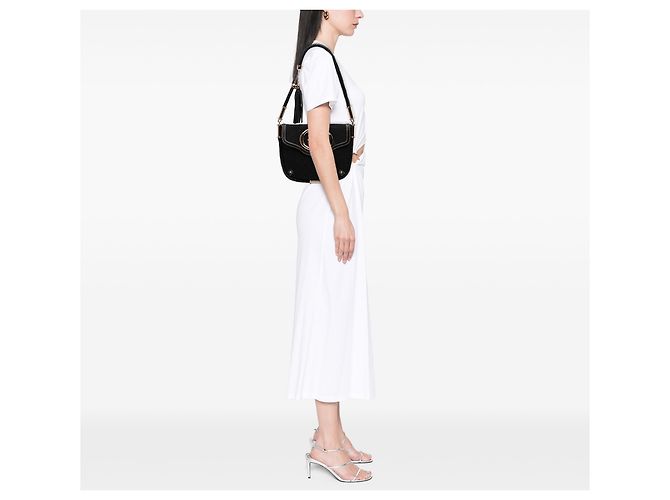 Borsa a tracolla con patta Gucci Black Small GG Canvas Britt Tassel Nero - vista 6