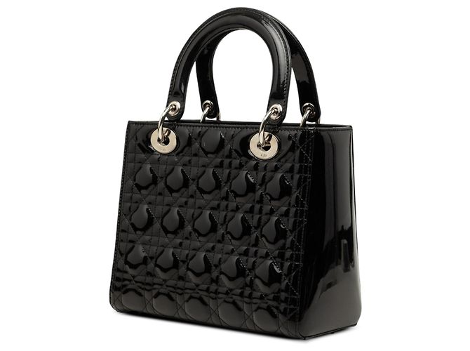 Dior Black Medium Patent Cannage Lady Dior Nero - vista 2